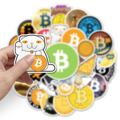 Bitcoin stickers in a pack of 50