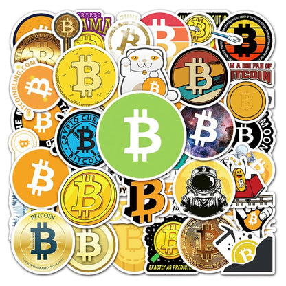 Bitcoin stickers in a pack of 50