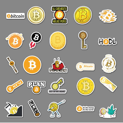 Bitcoin stickers in a pack of 50